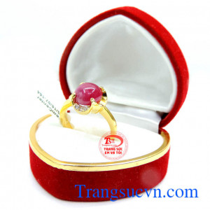 Nhẫn nữ vàng tây đá quý ruby. Nhẫn nữ hoa ruby may mắn