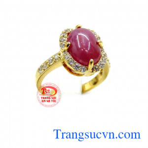 Nhẫn nữ 14k gắn đá quý Ruby đỏ tím Lục Yên. Nhẫn 14k ruby sao Lục yên