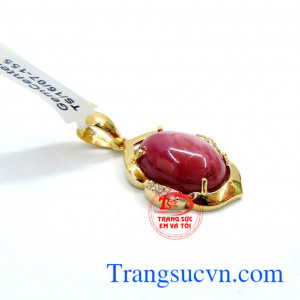 Mặt nữ đá quý ruby tuyệt hảo, mặt nữ vàng 14k bọc đá quý ruby thiên nhiên