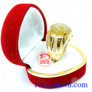 Nhẫn nam sapphire vàng cabochon, Nhẫn nam vàng tây 14k