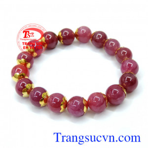 Vòng ruby hồng ngọc nữ bọc vàng 10k đẹp. Vòng ngọc nữ Ruby sang trọng