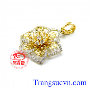 Mặt dây chuyền hoa 6 cánh vàng tây
