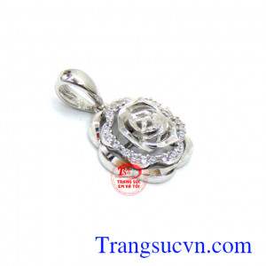 Mặt vàng trắng 10k hoa hồng đeo hợp thời trang. Mặt dây chuyền hình hoa vàng trắng