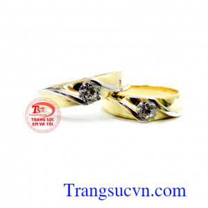 Cặp nhẫn cưới vàng dành cho cặp đôi tình yêu nhẫn cưới vàng tây đảm bảo chất lượng