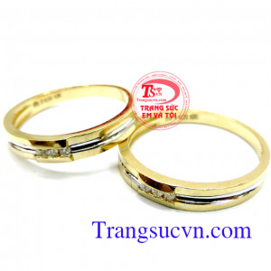 Cặp nhẫn cưới vàng dành cho cặp đôi tình yêu nhẫn cưới vàng tây đảm bảo chất lượng