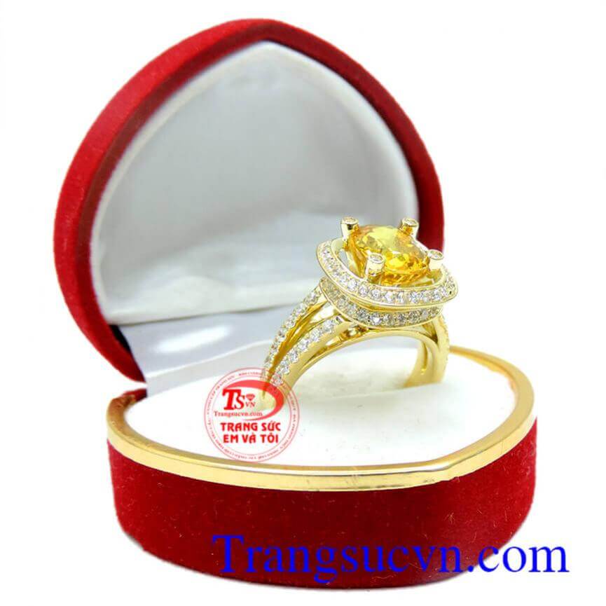 Nhẫn nữ xoắn ốc sapphire vàng 18k