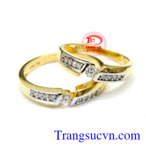 Cặp nhẫn cưới vàng dành cho cặp đôi tình yêu nhẫn cưới vàng tây đảm bảo chất lượng