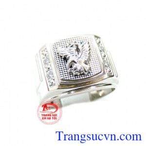 Chiếc Nhẫn nam vàng trắng 18k đảm bảo chất lượng nhẫn vàng trắng 75%Au tiêu chuẩn quốc tế, sáng bóng, bền đẹp, hợp thời trang