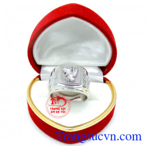 Nhẫn nam vàng trắng đại bàng