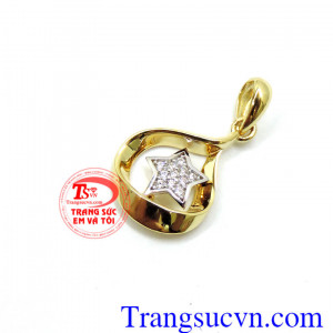 Mặt dây chuyền vàng tây 10k giá rẻ kiểu dáng hiện đại nữ tính. Mặt dây nữ korea sao