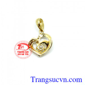 Thiết kế kiểu dáng Korea sang trọng quý phái. Mặt dây nữ đính đá vàng korea