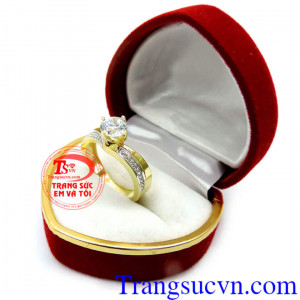 Nhẫn nữ kim cương vàng tây 10k