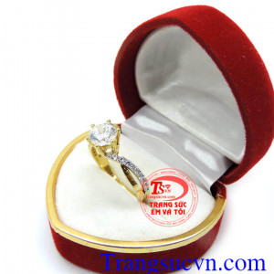 Nhẫn nữ vàng tây kim cương nhân tạo