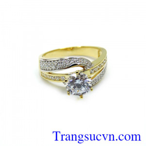 Nhẫn nữ vàng tây xinh. Nhẫn nữ korea 10k kim cương