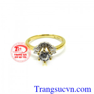 Nhẫn nữ đẹp điệu đà gắn đá. Nhẫn nữ đá quý korea vàng 10k