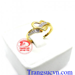 Nhẫn nữ Hàn Quốc cá tính. Nhẫn nữ 10k vàng tây korea