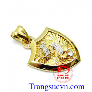 mặt nam vàng tây 10k khắc rồng 3d độc đáo, phong cách mạnh mẽ,Mặt dây rồng 10k sáng bóng