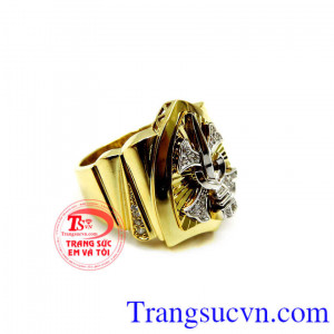 Nhẫn nam vàng mặt khiên vàng 10k
