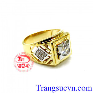 Nhẫn nam mặt đá quý vàng tây