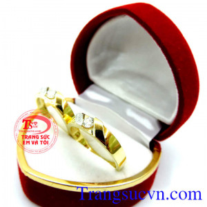Nhẫn cưới 10k hạnh phúc, nhẫn cưới vàng tây đẹp, chất lượng đảm bảo