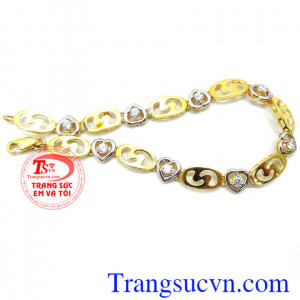 Lắc tay nữ vàng 10k đá quý