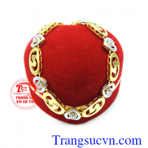 Lắc tay nữ vàng 10k đẹp. Lắc tay nữ vàng 10k đá quý