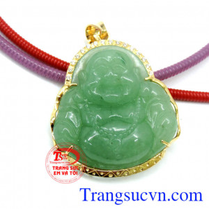 mặt nam đẹp, phong cách, đeo phong thủy, hộ mệnh, Mặt di lặc aventurin vàng 14k