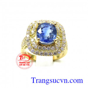 Nhẫn sapphire lam thanh lịch, quý phái cho nữ. Nhẫn sapphire lam nữ thanh lịch