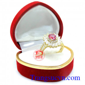 Nhẫn nữ hoa ruby 18k thời trang