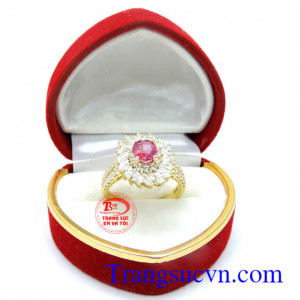 Nhẫn nữ hoa ruby 18k thời trang, nhẫn nữ đẹp. 