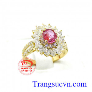 Nhẫn nữ vàng 18k chuẩn chất lượng. Nhẫn nữ hoa ruby 18k thời trang