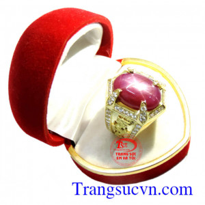 Nhẫn nam ruby sao vàng rồng