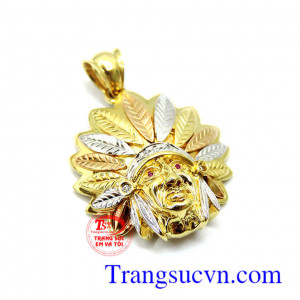 mặt vàng đeo như món trang sức bảo hộ, mang lại may mắn, trẫn dữ tà khí, giải trừ những vận rủi,Mặt thổ dân 18k cá tính