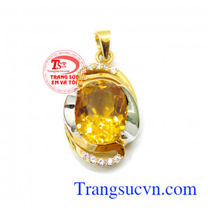 Mặt dây chuyền vàng sang trọng, kiểu dáng nữ tính, thời trang. Mặt citrine 18k thời trang