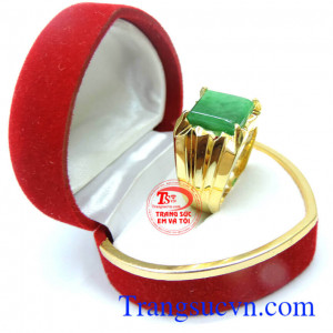 Nhẫn ngọc cẩm thạch 14k phong cách nam, nhẫn jadeite thiên nhiên chuẩn chất lượng, có giấy kiểm định