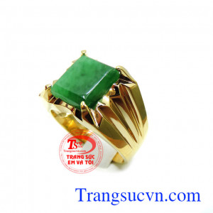 Nhẫn ngọc cẩm thạch 14k phong cách nam