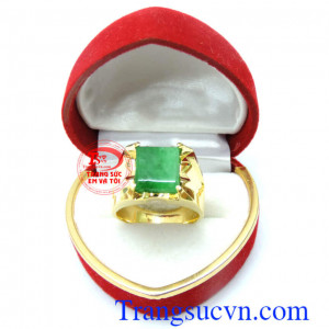 Nhẫn ngọc cẩm thạch 14k phong cách nam