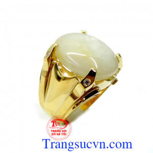 Nhẫn nam sapphire trắng 18k, nhẫn nam sapphire thiên nhiên thiết kế sang trọng, kiểu dáng cá tính