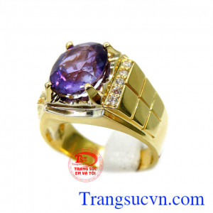 Nhẫn nam amethyst phong cách cổ điển