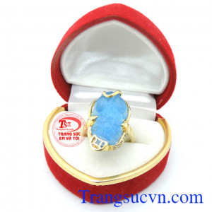 Nhẫn nữ tỳ hưu thiết kế đơn giản,nữ tính. Nhẫn nữ 10k tỳ hưu lam giá rẻ