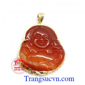 Khách hàng ưa chuộng và bình chọn nhiều năm, Gồm có 1 Mặt phật di lặc + 1 Dây chuyền vàng, Mặt phật di lặc hộ mệnh dây vàng