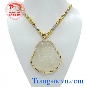 Bán Mặt phật mã não bộ dây chuyền dành cho nam, mặt dây chuyền phật di lặc dây chuyền vàng nam tinh tế chất lượng đảm bảo,