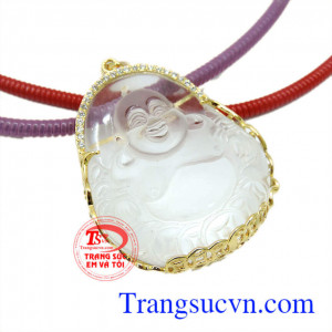 Bộ mặt phật thạch anh trắng dây chuyền vàng