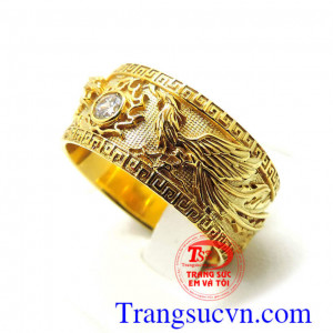 Nhẫn nam rồng vàng nổi 3D đẹp tinh tế và may mắn
