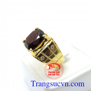 Nhẫn nam vàng tây Granat 14k