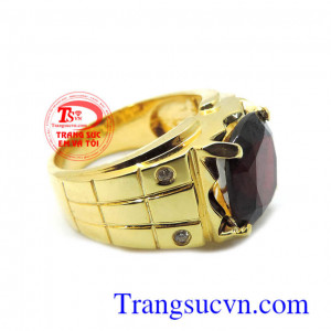 Nhẫn vàng Ganet thiên nhiên