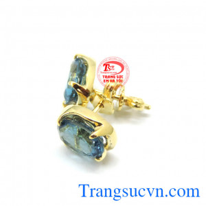 Hoa tai topaz đá quý thiên nhiên vàng màu chất lượng vàng đảm bảo Uy tín,Khách hàng ưa chuộng,bền đẹp và sáng bóng, Hoa tai topaz đá quý thiên nhiên