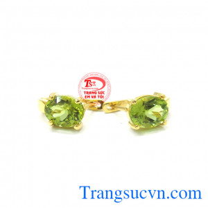 Hoa tai peridot thiên nhiên 14k
