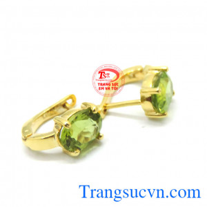 Hoa tai peridot thiên nhiên 14k thiên nhiên sang trọng, Bông tai peridot thiên nhiên.
