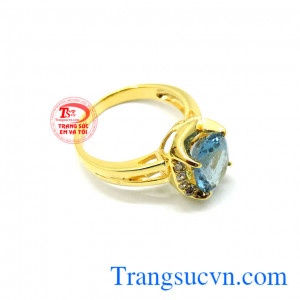 Nhẫn Topaz Trang sức đá quý thiên nhiên. 